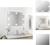 vidaXL Wandspiegel LED-verlichting - 80 x 60 cm - Zilver - Warmwit en koudwit - Materiaal- Glas - EVA en kunststof - USB-aansluiting - Spiegel