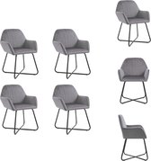 vidaXL Eetkamerstoelen - Fluweel - Grijs - 61 x 61 x 84 cm - Set van 4 - Eetkamerstoel