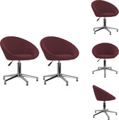 vidaXL Draaibare Eetstoelen - Paars - 66.5 x 58.5 x (68-80) cm - 360 graden draaibaar - Eetkamerstoel