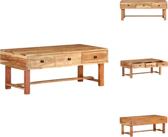 vidaXL Salontafel - Bois d'acacia - 100x50x40 cm - Avec tiroirs - Table