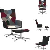 vidaXL Relaxstoel Patchwork - Stoel- 62x68x98 cm - Voetenbank- 47x32x38.5 cm - Meerkleurig - Stof en staal - Fauteuil