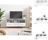 vidaXL - TV-meubel - Hoogglans wit - 102 x 36 x 50 cm - Kast