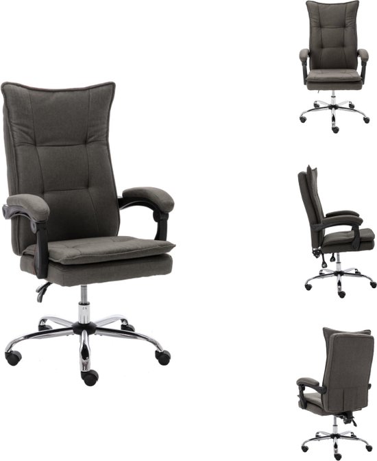 vidaXL Verstelbare Kantoorstoel - Grijs - 64 x 68 x (113-120) cm - Ergonomisch en Comfortabel - Bureaustoel