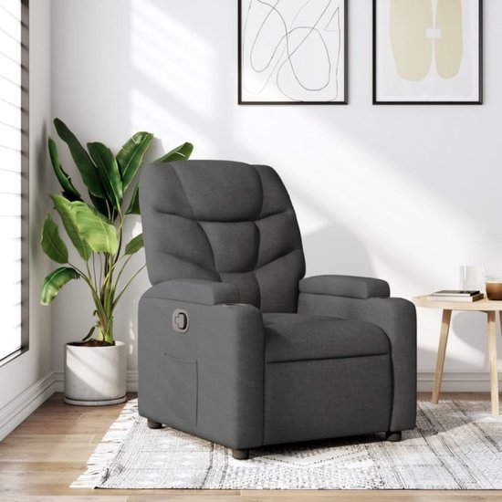 vidaXL Fauteuil met voetenbank 60 cm stof donkergrijs