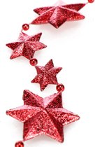 slinger met sterren - slinger Kerst - sterrenslinger voor kerstversiering - kerstversiering voor kerstboom - 500 cm (Set02 - rood/sterren)