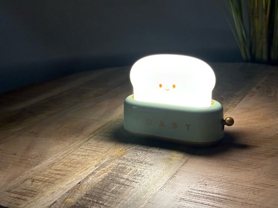 PKKP Toast-nachtlampje voor kinderen, schattig led-nachtlampje met USB-oplaadbaar en timer, draagbare bedlampje voor tieners, meisjes, jongens, dames (groen) van Merkloos — afbeelding 4