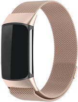 Strap-it Luxe Milanese band - geschikt voor Fitbit Charge 6 - RVS Milanees bandje voor Charge 6 activity tracker (champagne)