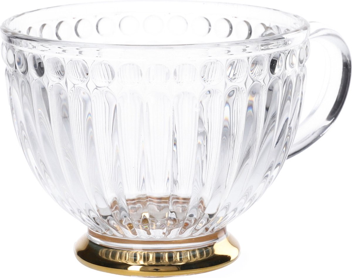 HOMLA Barrel Tasse à Thé Transparente De Style Vintage – Gobelet Fonctionnel Avec Motif élégant – Pour Fêtes, Banquets, Service à Thé – Capacité 0,36 L