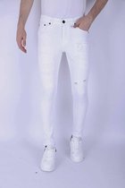 Witte Slim Fit Heren Jeans met Scheuren -1090 - Wit