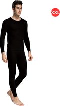 Livano Thermokleding Set - Thermobroek - Thermoshirt - Thermo - Beenverwarmers - Voor Heren - Fleece - Broek + Shirt - Zwart - Maat XL