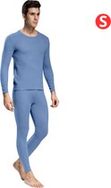 Livano Thermokleding Set - Thermobroek - Thermoshirt - Thermo - Beenverwarmers - Voor Heren - Fleece - Broek + Shirt - Lichtblauw - Maat XS