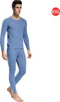 Livano Thermokleding Set - Thermobroek - Thermoshirt - Thermo - Beenverwarmers - Voor Heren - Fleece - Broek + Shirt - Lichtblauw - Maat XL