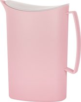 Juypal Schenkkan/waterkan - roze - 2 liter - kunststof - L20 x H23 cm - met deksel