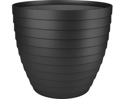 Juypal Hogar Bloempot/plantenpot Florenzia - zwart - kunststof - D18 x H16 cm - voor buiten/binnen