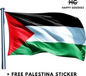 Officiële Palestijnse vlag | + Free Palestina Sticker | Palestina Vlag | 150 x 90 | Geschikt voor buiten | Hoge Kwaliteit | Duurzaam | Grote vlag