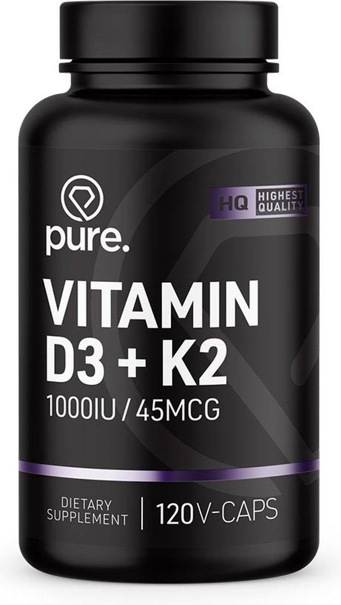 Goedkoopste Pure. Vitamine D3/K2 - vitaminen - Vitamine D-3 - Vitamine K-2 - vegan capsules