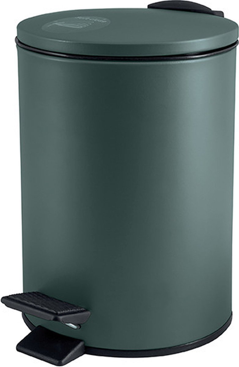 Goedkoopste Spirella Pedaalemmer Cannes - donkergroen - 3 liter - metaal - L17 x H25 cm - soft-close - toilet/badkamer