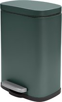 Spirella Poubelle à pédale Venice - vert foncé - 5 litres - métal - L21 x H30 cm - fermeture soft- WC/salle de bain
