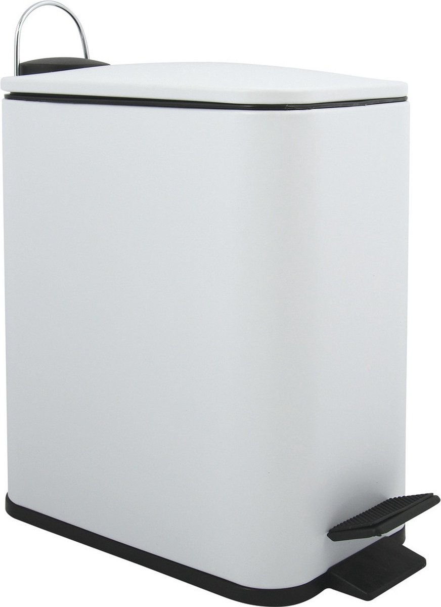 Goedkoopste Spirella Pedaalemmer Paris - wit - 5 liter - metaal - L28 x B14 x H29 cm - soft-close - toilet/badkamer