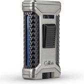 Colibri Ascari - Briquet à Flame triple Jet pour cigares - Double poinçon intégré - Résistant au vent et rechargeable