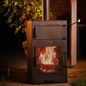VIK Juno Pizza Oven Tuinhaard Original Zwart met Schoorsteen – Terraskachel geschikt voor Stoken & Pizza Bakken – Buitenhaard met Pizzasteen en Deur – Tuinkachel voor Buiten – Pizzaoven met Houtvuur – Vuurhaard voor de Tuin