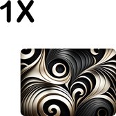 BWK Luxe Placemat - Zwart met Witte Spiral - Set van 1 Placemats - 35x25 cm - 2 mm dik Vinyl - Anti Slip - Afneembaar
