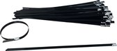 Kabelbinders/tyraps RVS 316 - 840mm x 7.9mm. Epoxy gecoat zwart + Kortpack pen (099.0640)