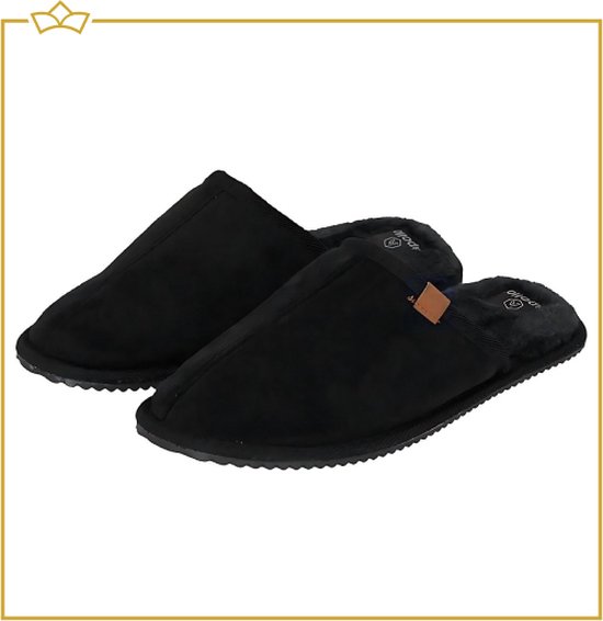 ATTREZZO® Sloffen voor heren en dames - Zwart - maat 45-46 - pantoffels - Altijd warme voeten!