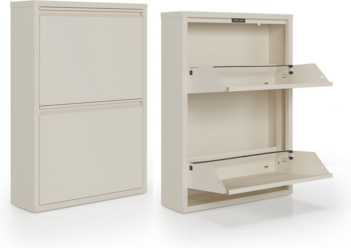 Schoenenkast Bodi 2-vaks Soft Beige (set van 2)