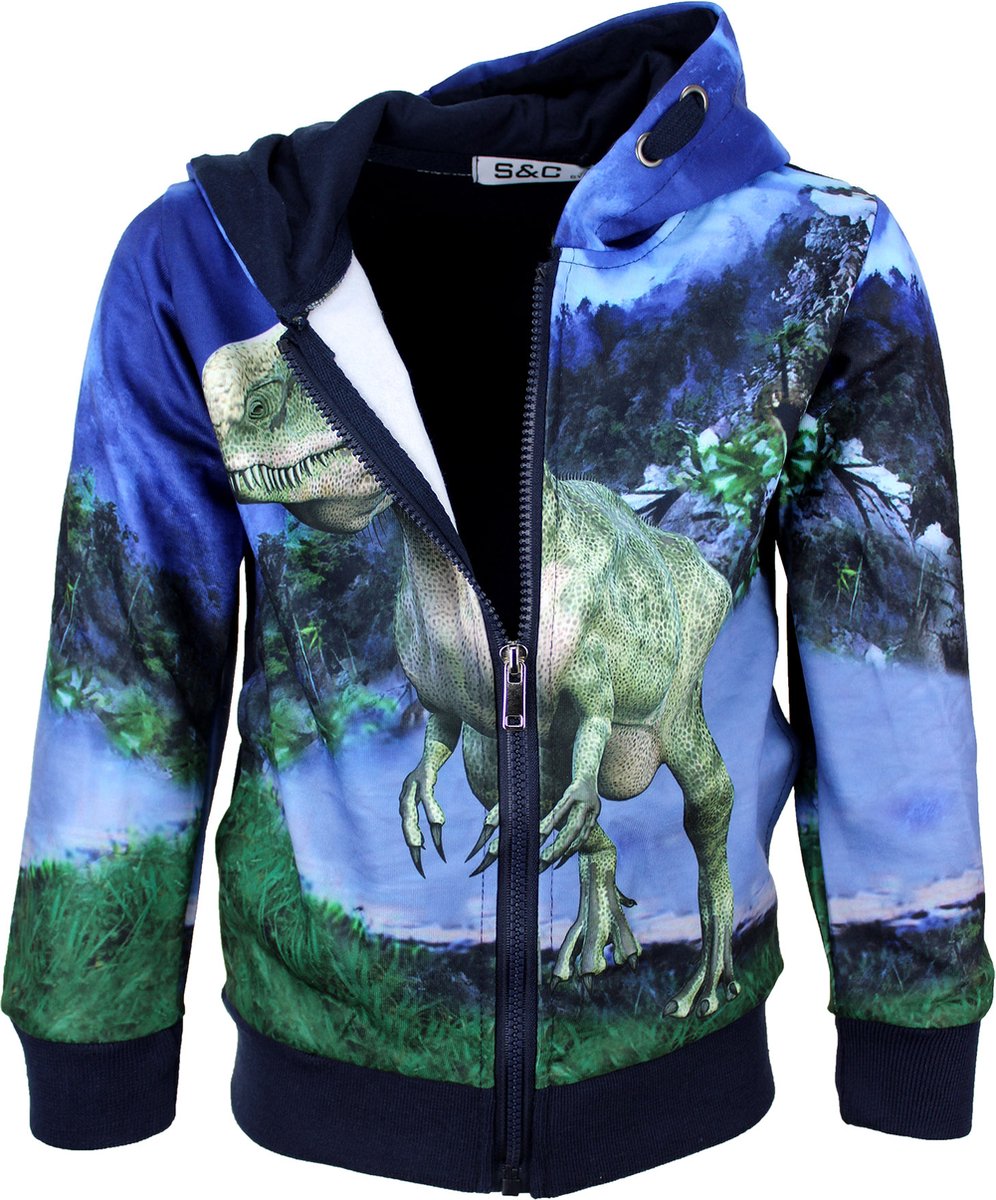 S&C Vestje DinoTyrannosaurus rex blauw Kids & Kind Jongens Blauw - Maat: 86/92