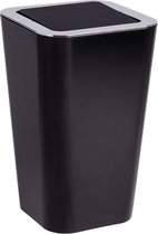 Pedaalemmer Candy Black - afvalbak met schommeldeksel inhoud: 6 l, polystyreen, 18 x 28,5 x 18 cm, zwart