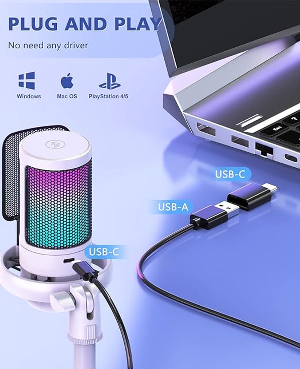 Raleno ™ - Microphone USB PC pour diffusion et enregistrement de
