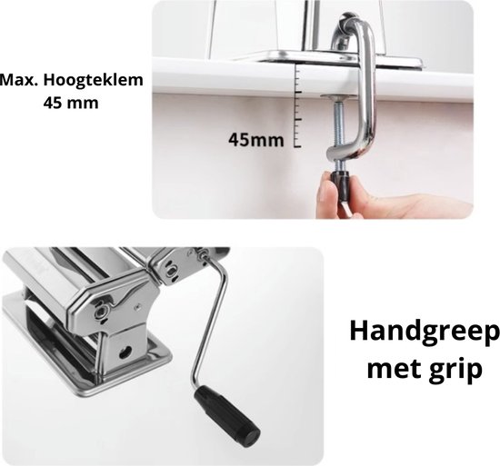 Livano Pastamaker - Pastamachine - Spaghetti - Lasagne - Keukenmachine - Inclusief Borstel - Snijmat - Uithangrek - Kneedmat van Livano — afbeelding 3