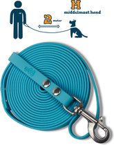 Miqdi hondenriem - BioThane® – lichtblauw – 2 meter lang – 13mm breed – M – middelmaat hond