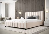 Tweepersoonsbed - Container - Metalen frame - Beige fluwelen stof - Materiaal voelt aangenaam aan - Fluweel - 180 x 200