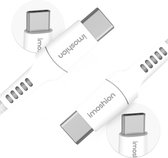 iMoshion Kabel - USB C naar USB C Kabel - 0.25 meter - Snellader & Datasynchronisatie - Oplaadkabel - Stevig gevlochten materiaal - Wit