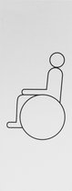 Aluminium deurbordje pictogram: invaliden toilet WC | 5 jaar garantie | Zelfklevend | 130x50x0,5 mm