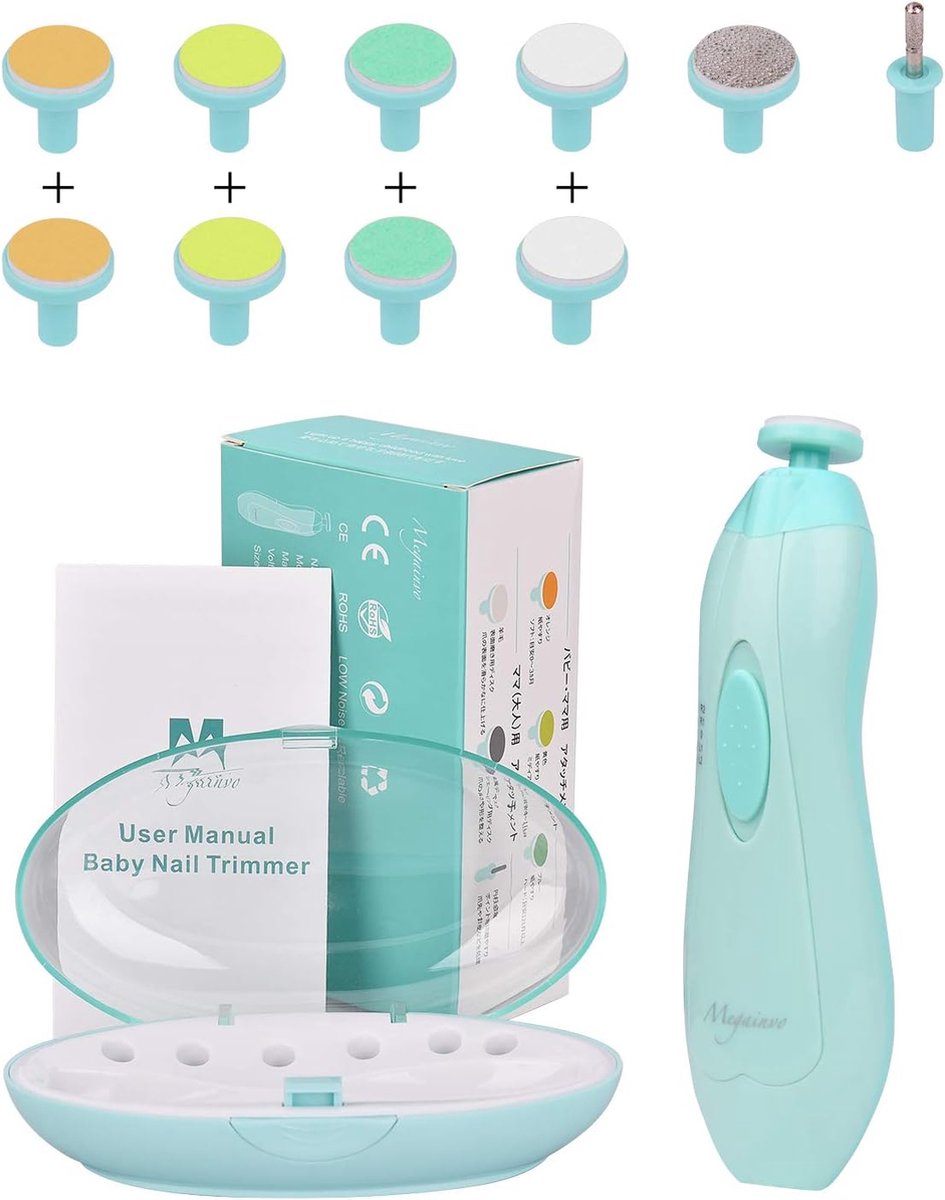 Goedkoopste Elektrische Nagelverzorgingsset Nagelvijl Manicure Pedicure 10 in 1 LED-licht Nagelvijl voor baby's peuters volwassenen Gezond en Veilig Maakt Baby Blij (Batterijen Niet Inbegrepen