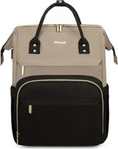 Rugzak dames - rugtas dames - rugzak tiener - schooltas - reistas handbagage - rugtas meisje - laptopvak 15,6 inch - MacBook - iPad - waterdicht - USB-poort - ruim - anti diefstal - zwart - beige