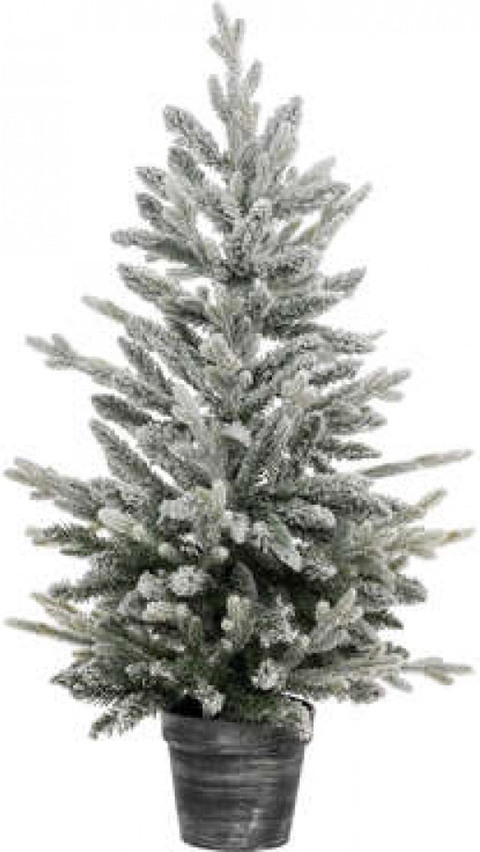 Kunst kerstboom - kunst boom in pot - 100cm - frosty, wit - diameter 50 x hoogte 100 cm