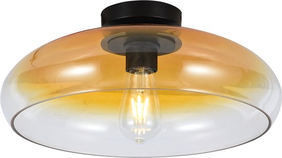 Olucia Arif - Moderne Plafondlamp - Aluminium/Glas - Transparant;Amber - Rond - 40 cm