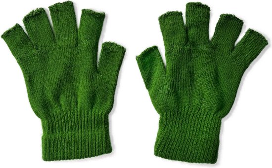 3BMT® Handschoenen zonder Vingers - Vingerloze Handschoenen Dames - One Size - Polswarmers - Zonder Vingertoppen - Groen