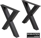 Stalen X Tafelpoten Zwart Koker 100 x 100 X - Metalen Tafel Onderstel X + 3 jaar garantie -Gratis bevestigingsmateriaal