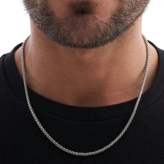 Collier “Queue de Renard – Argenté – 5mm – Acier – Collier Hommes – Collier Femmes – Cadeau pour Homme