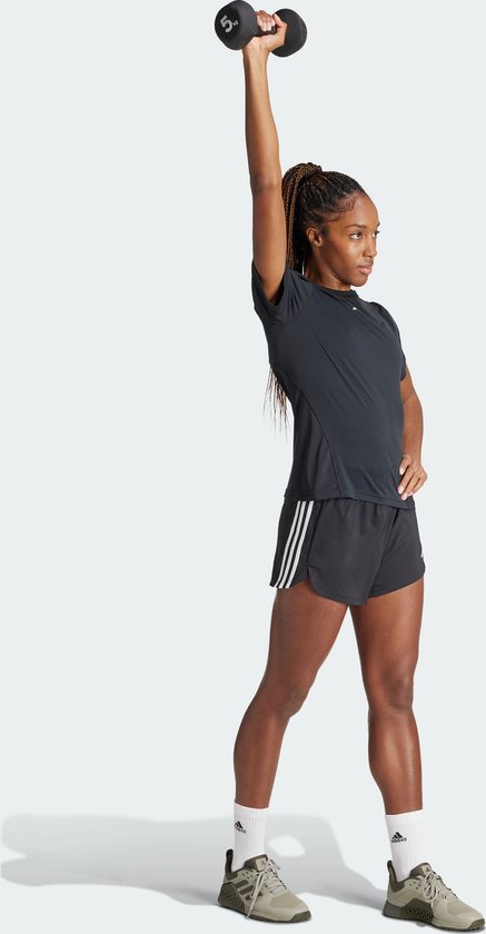 Short adidas Performance Pacer Training 3-Stripes tissé taille haute - Femme - Zwart- L 5"