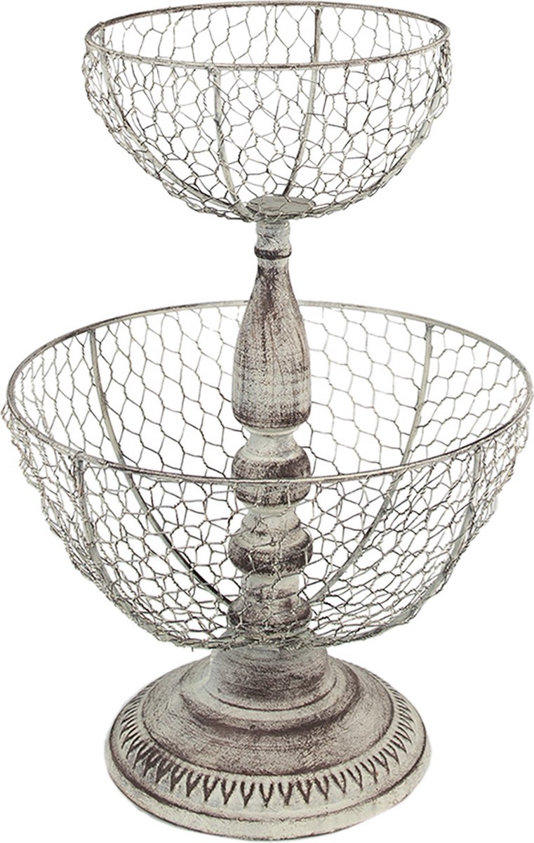 Clayre & Eef Etagère 2 laags Ø 30x44 cm Beige IJzer