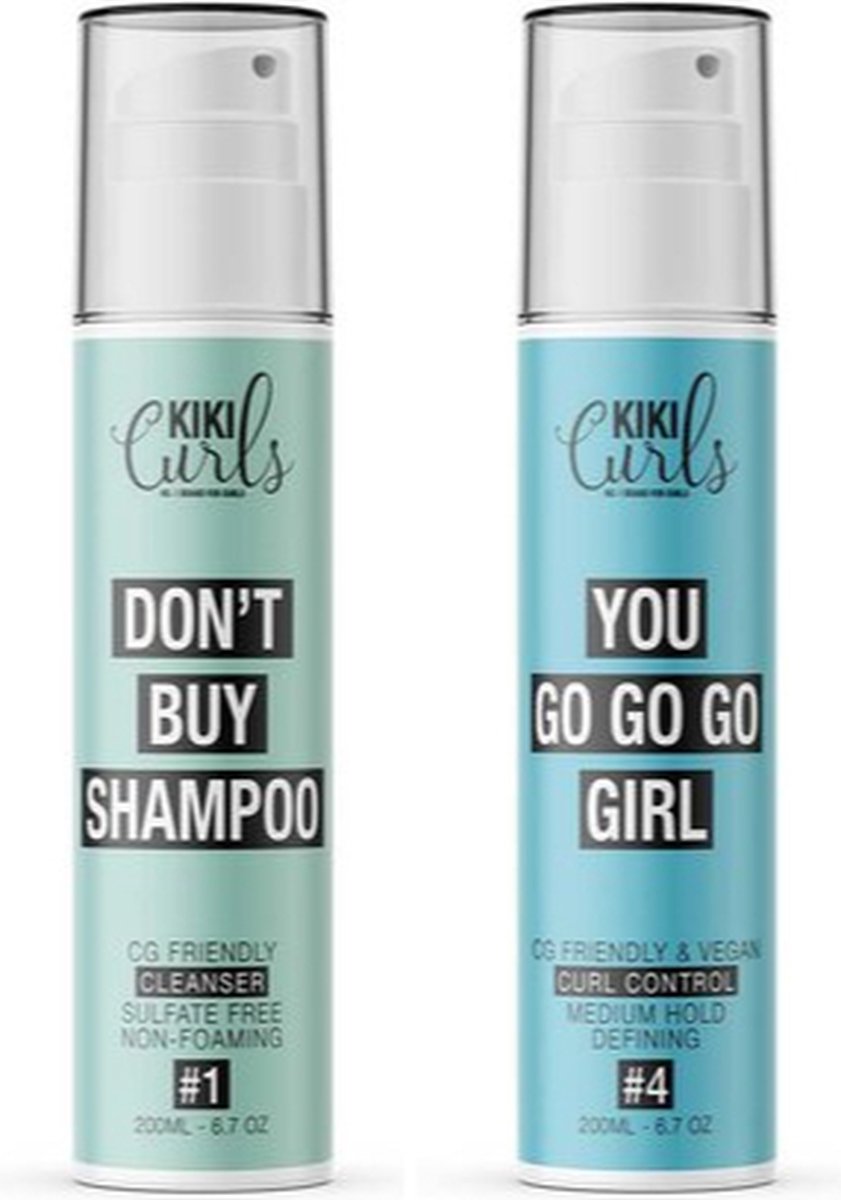 Kiki Curls #1 Cleanser en #4 Curl Control Cream | Voor krullen | CG proof | Duo 2x 200ml