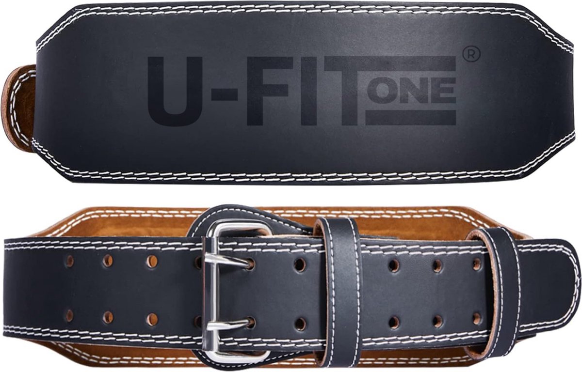 U Fit One Lifting Belt - Powerlift Riem - Leer Gewichthefriem - Lever Belt - Powerlifting - Deadlift - Zwart - Maat M - U Fit One