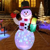 1.5 m Opblaasbare Kerst Sneeuwman en Vuurtoren Buiten, met Roterende Led Light Up, Low Noise Blower, IP44 voor Binnen en Buiten Gebruik, Werf, Tuin