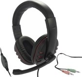 NÖRDIC GAME-N1025 Stereo gaming headset met microfoon en volumeregeling, 2 x 3,5 mm jack, 2,2 m kabel, zwart/ rood